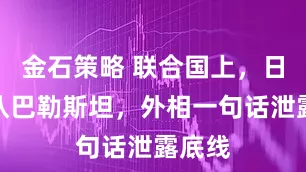 金石策略 联合国上，日本拒认巴勒斯坦，外相一句话泄露底线